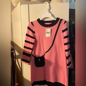 Toddler girl pink and blue sweater dress